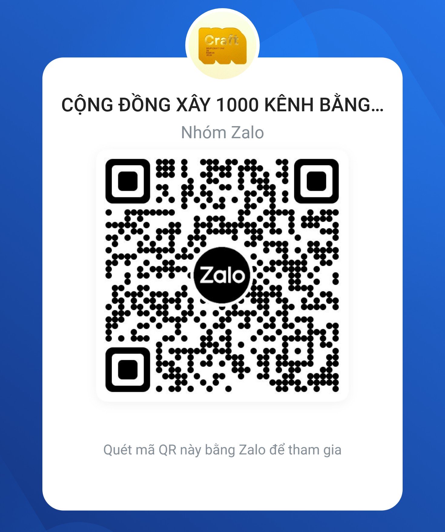 QR Nhóm Zalo REUP CRAFT ONE
